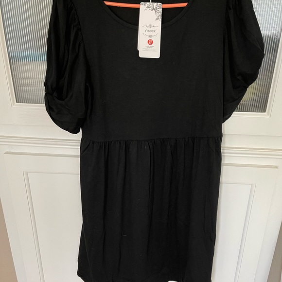 YIBOCK Women's Summer
Casual Twist Knot Short Puff
Sleeve Dresses Pleated Swing - Picture 4 of 7